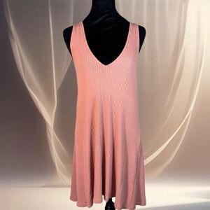Kendall And Kylie Pink Ribbed Knit Tie Back Mini Shift Dress Lightweight Small